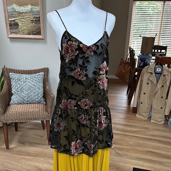 Y2K floral burnout sheer tunic top slip dress - Picture 1 of 10